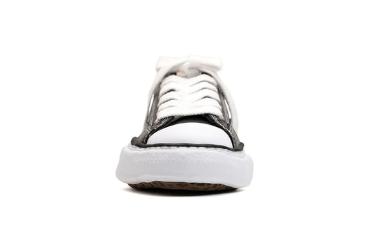 Maison Mihara Yasuhiro "PETERSON"OG Sola Couro Cano Baixo Preto Preto/Branco 